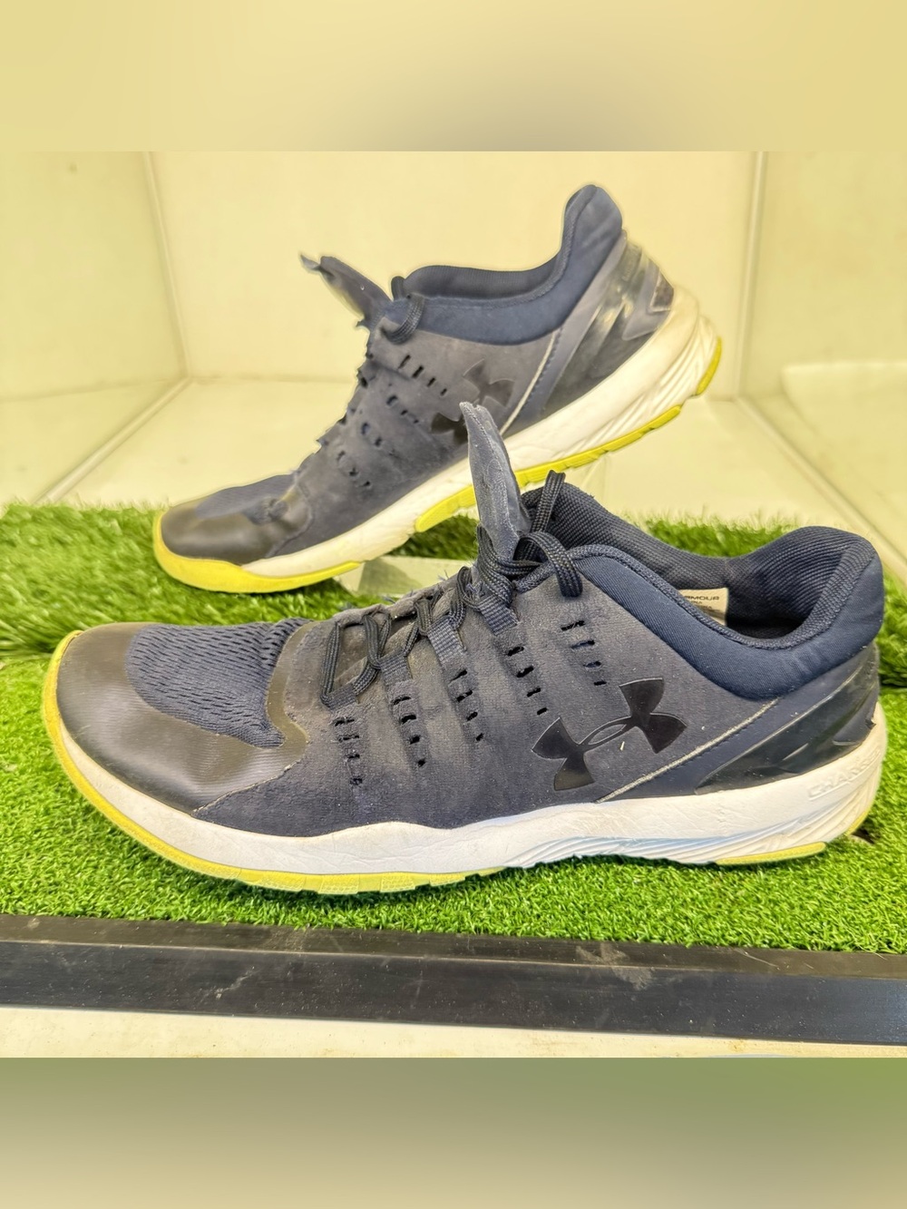 Under Armour Navy and Yellow Men's Training Sneakers - Picture 1 of 5